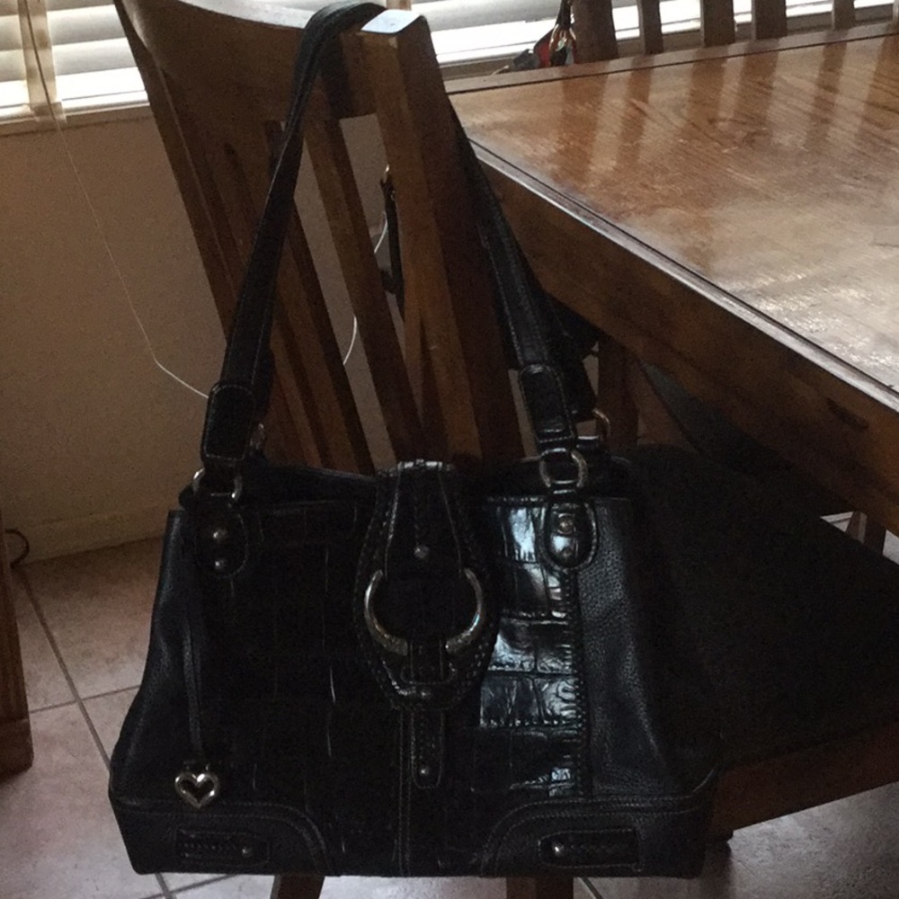 Black mixed leather purse